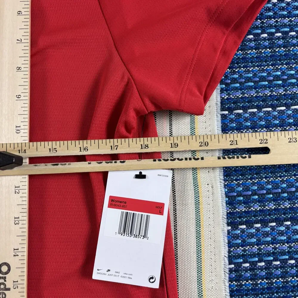 NEW Nike Golf Polo Shirt Womens Large Red Johnson & Johnson MedTech BV6043-657